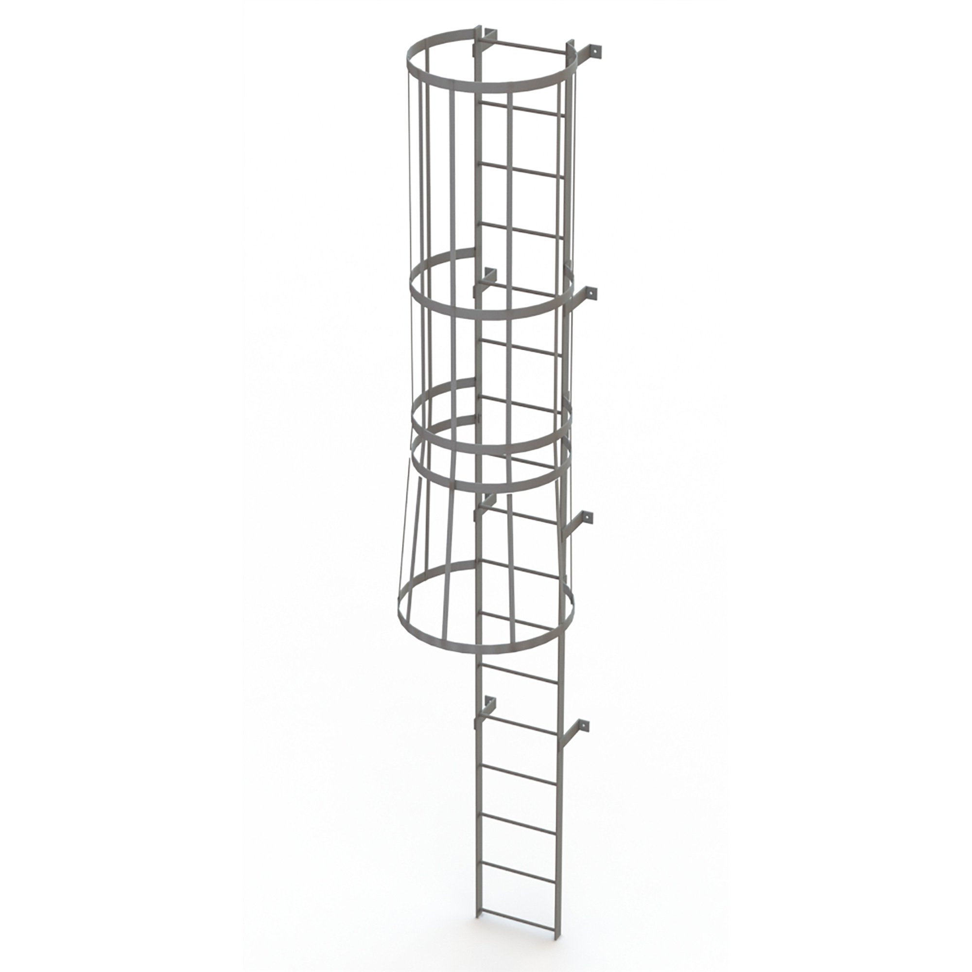 Tri-Arc 16ft., 17-Rung, Steel Fixed Cage Ladder — Gray, 500-Lb. Capacity, 41in.W x 34.5in.D x 192in.H, Model# WLFC1117
